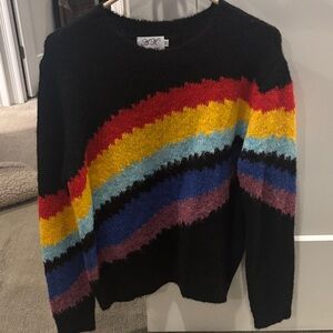 ANNA KAY Multicolor Striped Black Sweater